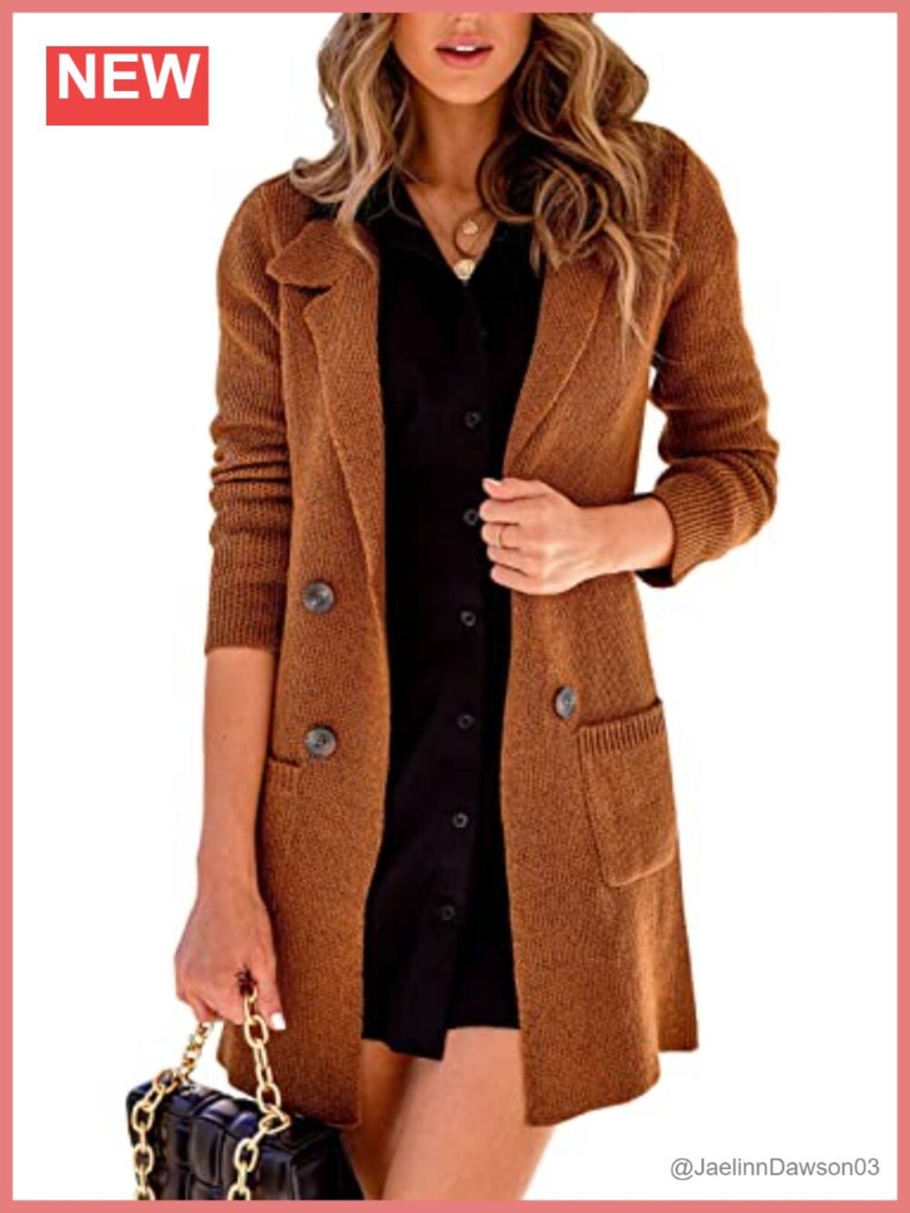 Women Open Front Lapel Collar Button Down Long Cardigan Sweater Coat